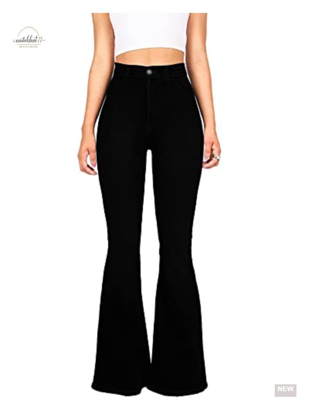 High Waisted Bell Bottom Flare Jeans Stretch Denim Retro